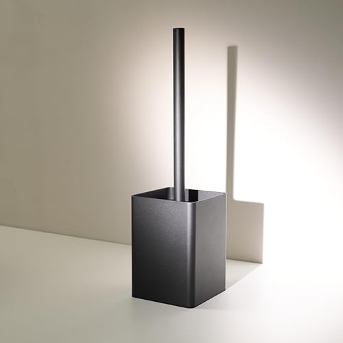 Designfabrik Hamburg Toilettenbüste, Schwarz, Silikon mit Metallhalter - hochwertiges Design aus Metall für moderne Badezimmer und GästewCs, flexible WC-Büste aus Silikon für gründliche Reinigung.