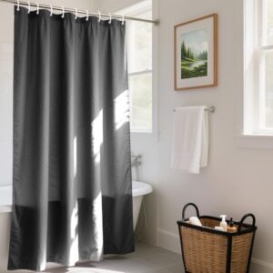 Duschvorhang 180x200 cm mit Gewicht Unten, Anti-schimmel Badvorhang aus PVC, Wasserabweisend und Antibakteriell für Bad oder Dusche, Dunkelgrau