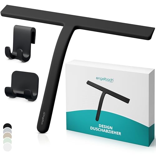 Duschabzieher aus Metall mit Selbstklebepads und robustem Metallkern, streifenfreies Abziehen ohne Quietschen, ergonomischer Griff, vielseitig einsetzbar, für Glas- und Fliesenoberflächen geeignet