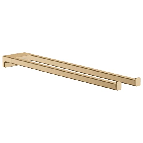 Zweiarmiger Handtuchhalter von Hansgrohe, Badezimmerzubehör, Brushed Bronze, verdeckte Befestigung