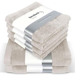 Luxuriöses 6er-Set aus hochwertigen Handtüchern und Duschtüchern aus 100% feiner Baumwolle von herzbach home