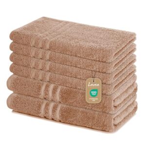 Lavea 6-teiliges Handtuch Set Elena, Cappuccino. Die Lavea Handtücher sind in warmen Farben und haben eine hübsche Gestaltung.