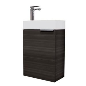 Planetmöbel Waschtisch mit Unterschrank 40 cm, Wasserhahn für das Badezimmer, kompaktes Design, Soft-Close-Tür und elegante Armatur