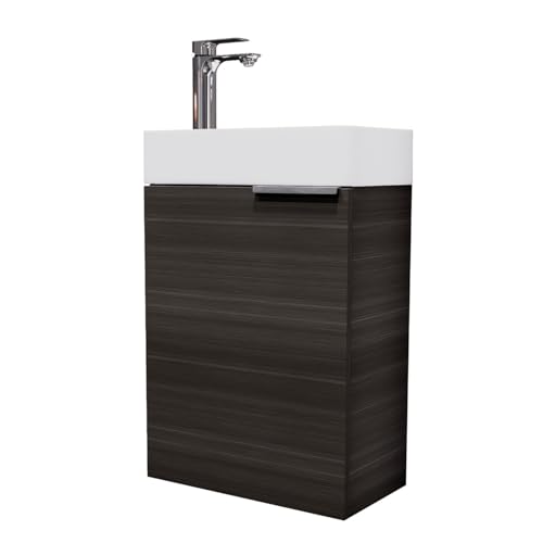 Planetmöbel Waschtisch mit Unterschrank 40 cm, Wasserhahn für das Badezimmer, kompaktes Design, Soft-Close-Tür und elegante Armatur