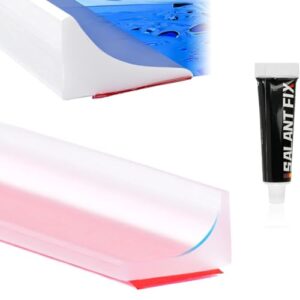 Schwallschutzleiste Dusche Selbstklebend, Silikon Wasserstopper Dusche, Gummilippe Selbstklebend, Duschdichtung Schwallschutz mit 20g Kleber für Bäder und Küchen (Transparent)