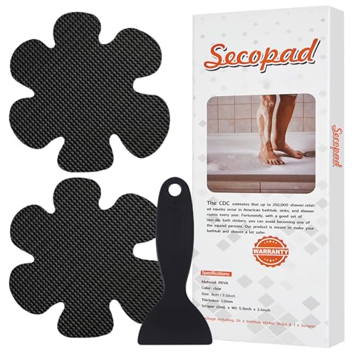 24 Stück Anti-Rutsch Aufkleber für Badewanne, Schwarz - Sicherheit in der Badewanne mit einfach und effektiv.
