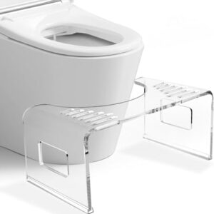 Toilettenhocker aus Acrylglas, transparent, 18 cm hoch, ergonomische Hockhaltung, stabiler Badhocker für natürliche Position auf der Toilette, rutschfest und pflegeleicht
