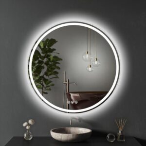 XRAMFY Badspiegel mit Beleuchtung 71cm*71cm, antibeschlag, runder Badezimmerspiegel mit LED-Beleuchtung und 3 Lichtfarben