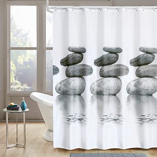 Schimmelresistenter und Wasserabweisender Duschvorhang aus Polyester-Stoff, 180 x 200 cm, Pebble-Design