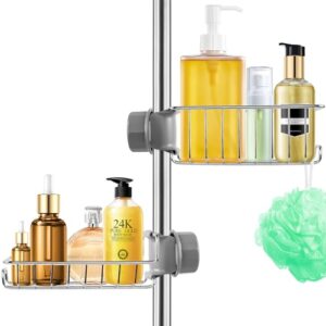 Duschablage ohne Bohren, Edelstahl, 2 Stück, Silber, Duschkorb, Seifenhalter, Shampoo-Halterung für Dusche, Badezimmer, Rostfrei, Wasserdicht, Langlebig