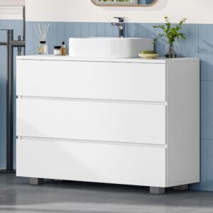 Badezimmerschrank mit 3 Schubladen und weißer Farbe für Badezimmer, Waschtischunter schrank für mehr Platz in der Küche