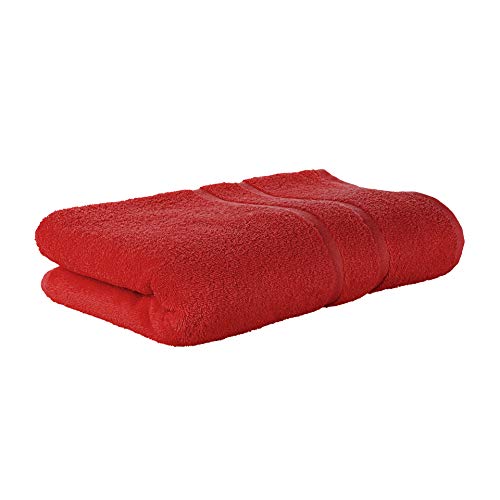 Ein hochwertiges, rot gefärbtes Frotteebadetuch in 500g/m² aus 100% Baumwolle für das Badezimmer oder als Geschenkidee