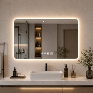 Badezimmerspiegel mit LED-Beleuchtung, 3 Lichtfarben und Touch-Schalter