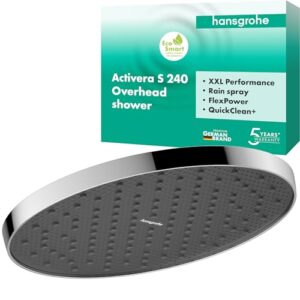 Hansgrohe Activera S Kopfbrause mit 1 Strahlart, Chrom | Brausekopf 240 mm, kräftiger Strahl (FlexPower), max. 7,2 l/min (EcoSmart)