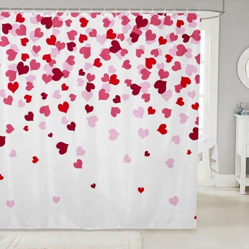 Romantischer Duschvorhang mit Herz-Muster, perfekter Schutz für die Dusche, ideal für Kinder und Erwachsene