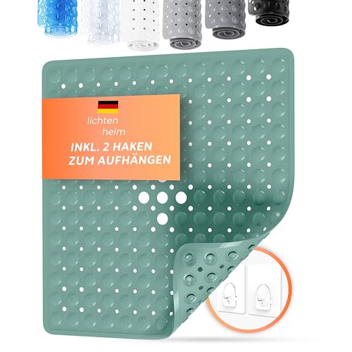 Duschmatte rutschfest, Antirutschmatte Badewanne, BPA frei, Badematte schimmelresistent & waschbar, Grün, 53x53 cm