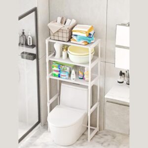 Niwugady Aufbewahrungsregal für die Toilette, 3 Etagen Über dem WC-Aufbewahrungsregal Freistehend Über WC-Regal für Badezimmer WC Wäscherei Balkon,51X30X134cm,Weiß