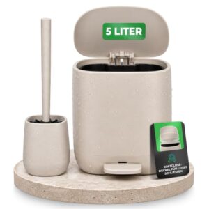 Eleganter 5-Liter-Mülleimer mit Deckel und Softclose-Funktion für das Badezimmer, inklusive Klobürsten Set