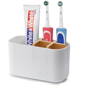 Zahnbürstenhalter für Badezimmer Organizer, elektrische Zahnbürste und Zahnpasta Halter, Zahnbürsten Organizer für Familie, Kinder (Weiß)